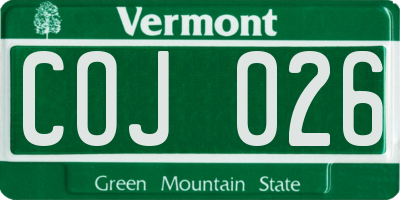 VT license plate COJ026
