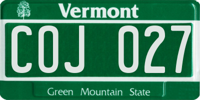 VT license plate COJ027