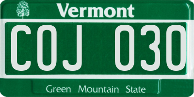 VT license plate COJ030