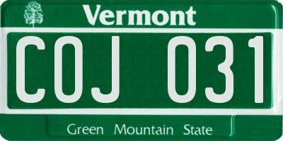 VT license plate COJ031