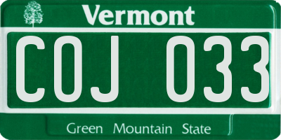 VT license plate COJ033