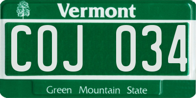 VT license plate COJ034