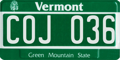 VT license plate COJ036