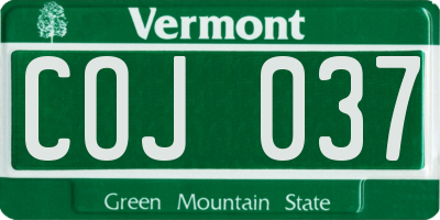 VT license plate COJ037