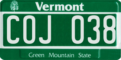 VT license plate COJ038