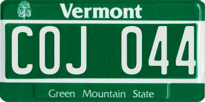 VT license plate COJ044