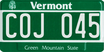 VT license plate COJ045