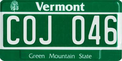 VT license plate COJ046