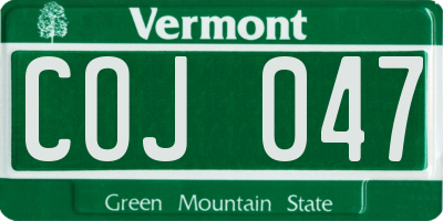 VT license plate COJ047