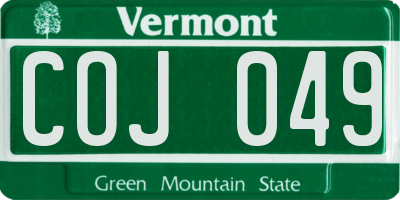 VT license plate COJ049