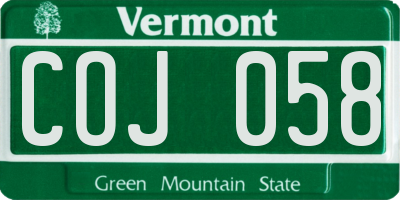 VT license plate COJ058