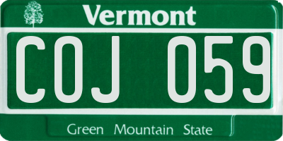 VT license plate COJ059