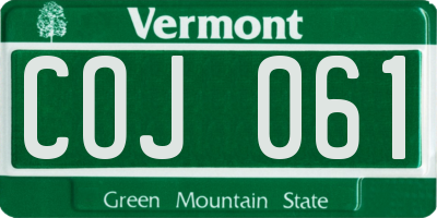 VT license plate COJ061