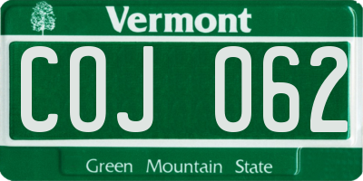 VT license plate COJ062
