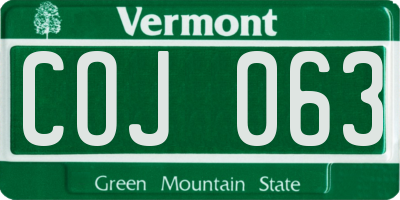 VT license plate COJ063