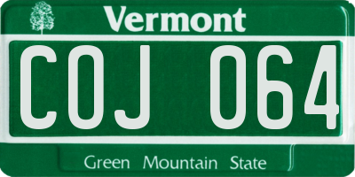 VT license plate COJ064