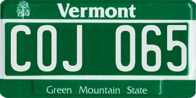 VT license plate COJ065