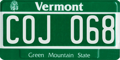 VT license plate COJ068