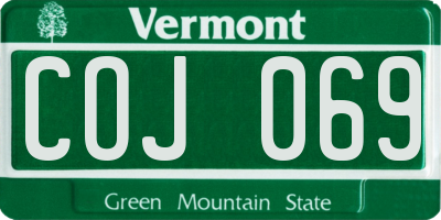 VT license plate COJ069