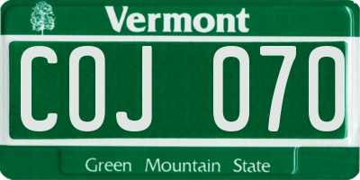 VT license plate COJ070