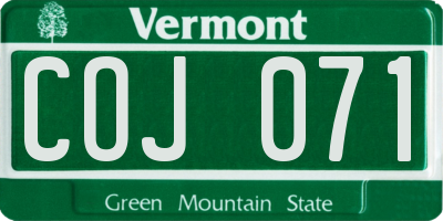 VT license plate COJ071