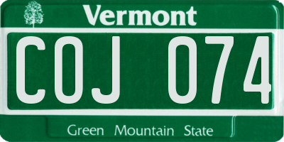 VT license plate COJ074