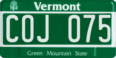 VT license plate COJ075