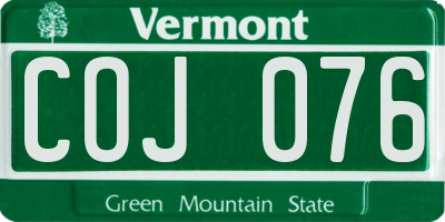 VT license plate COJ076