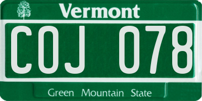 VT license plate COJ078