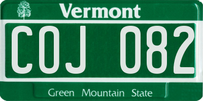 VT license plate COJ082