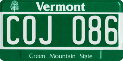 VT license plate COJ086