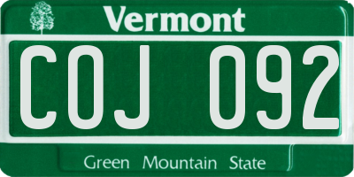 VT license plate COJ092