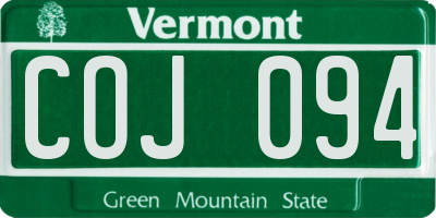 VT license plate COJ094