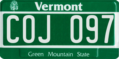 VT license plate COJ097