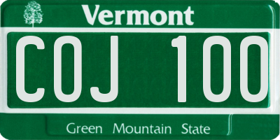 VT license plate COJ100