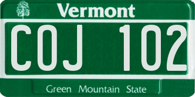 VT license plate COJ102