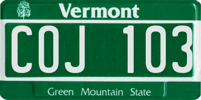 VT license plate COJ103