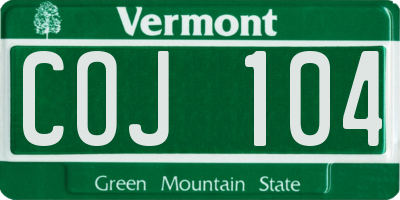 VT license plate COJ104