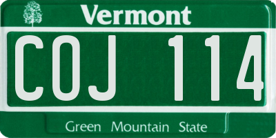 VT license plate COJ114