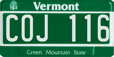 VT license plate COJ116