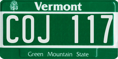 VT license plate COJ117