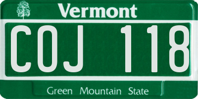 VT license plate COJ118
