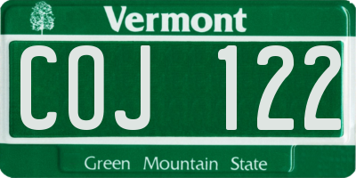 VT license plate COJ122