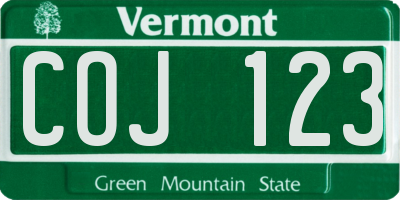 VT license plate COJ123