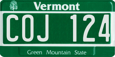 VT license plate COJ124