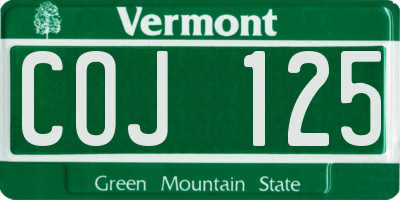 VT license plate COJ125
