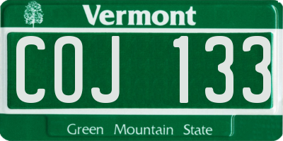 VT license plate COJ133
