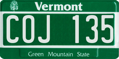 VT license plate COJ135