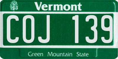 VT license plate COJ139