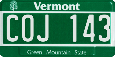 VT license plate COJ143